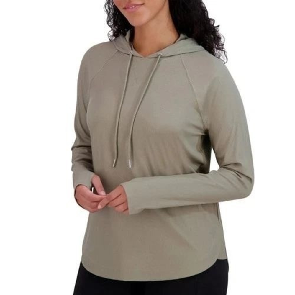 Sage Collective‎ Womens Gray Ribbed Long Sleeve Hoodie Pullover Top Large NEW
